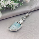 Hepburn and Hughes Larimar Pendant with Pearl and Topaz | 45mm long | Sterling Silver