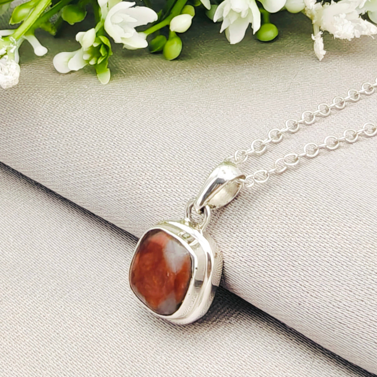 Hepburn and Hughes Lewisian Gneiss Necklace | Scottish Geology Gift | 10mm Circle | Sterling Silver