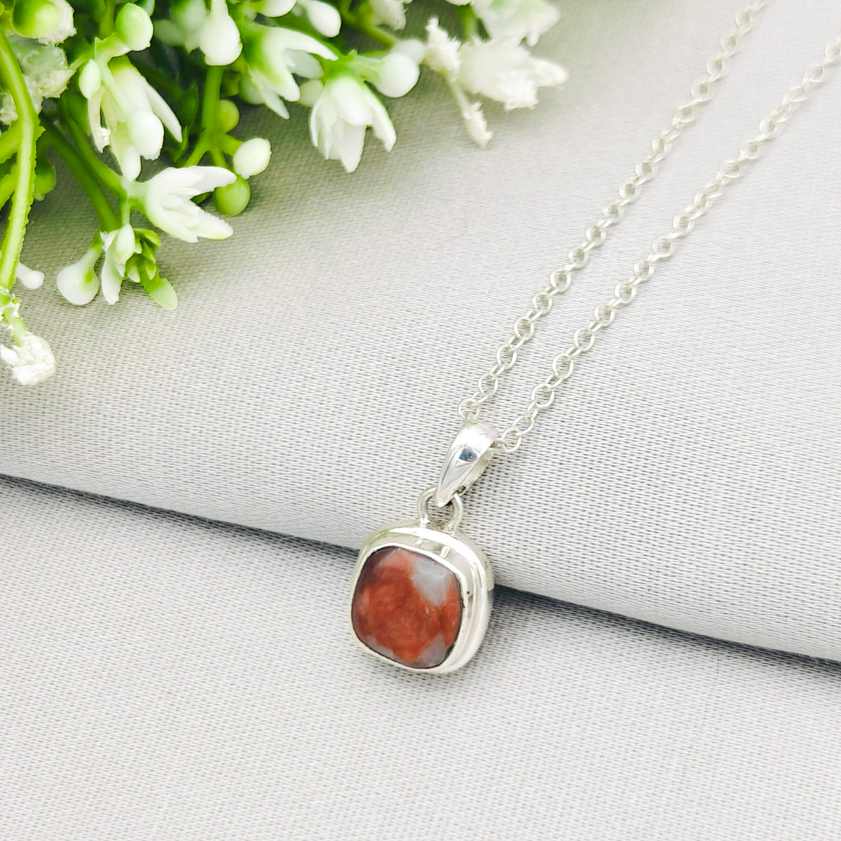 Hepburn and Hughes Lewisian Gneiss Necklace | Scottish Geology Gift | 10mm Circle | Sterling Silver