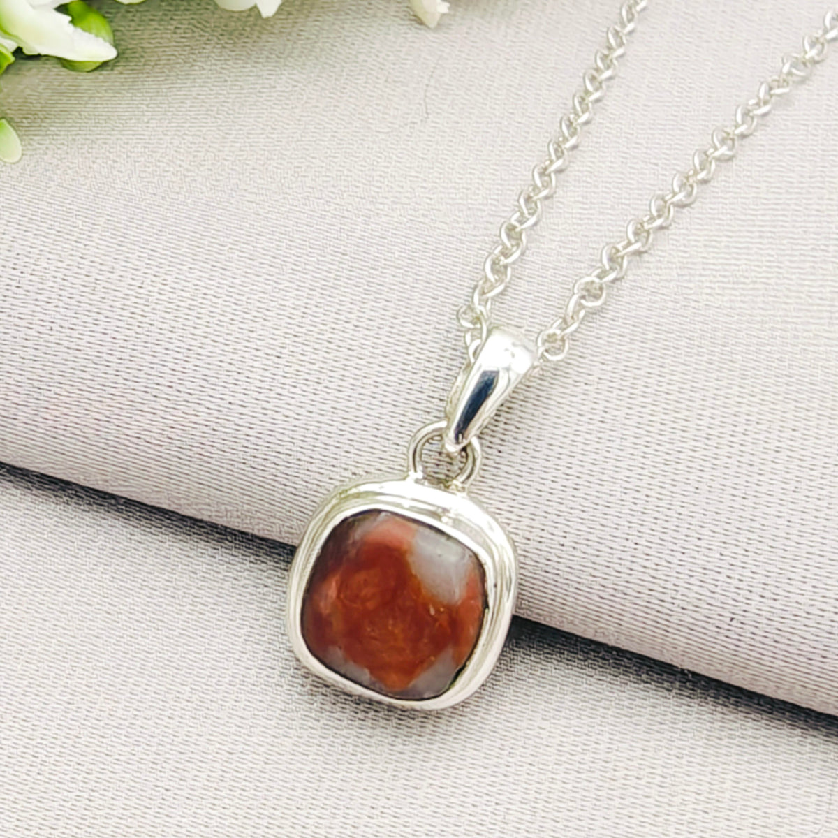 Hepburn and Hughes Lewisian Gneiss Necklace | Scottish Geology Gift | 10mm Circle | Sterling Silver