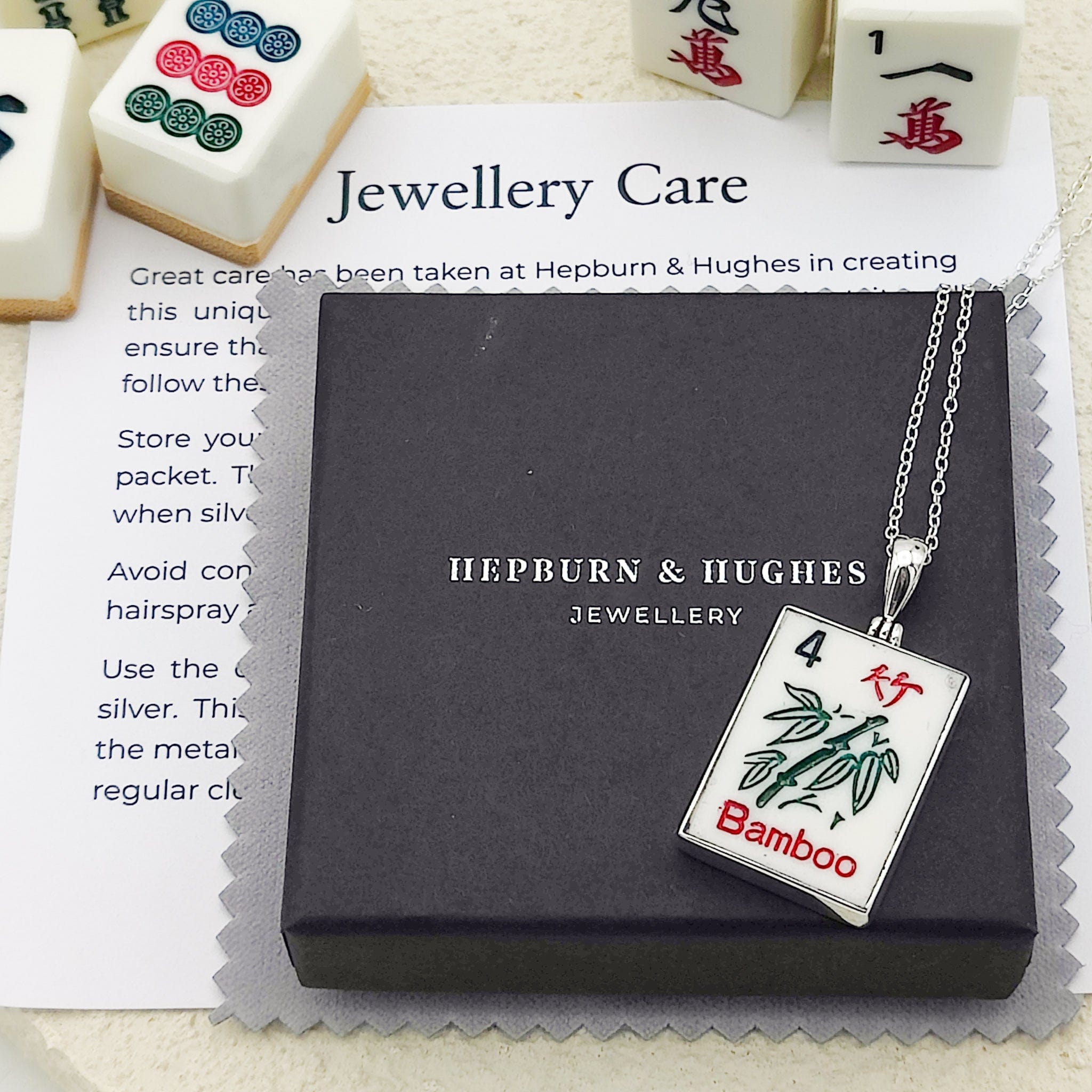 Hepburn and Hughes Mahjong Pendant | Dots Tiles | Chinese Game Jewellery | Sterling Silver