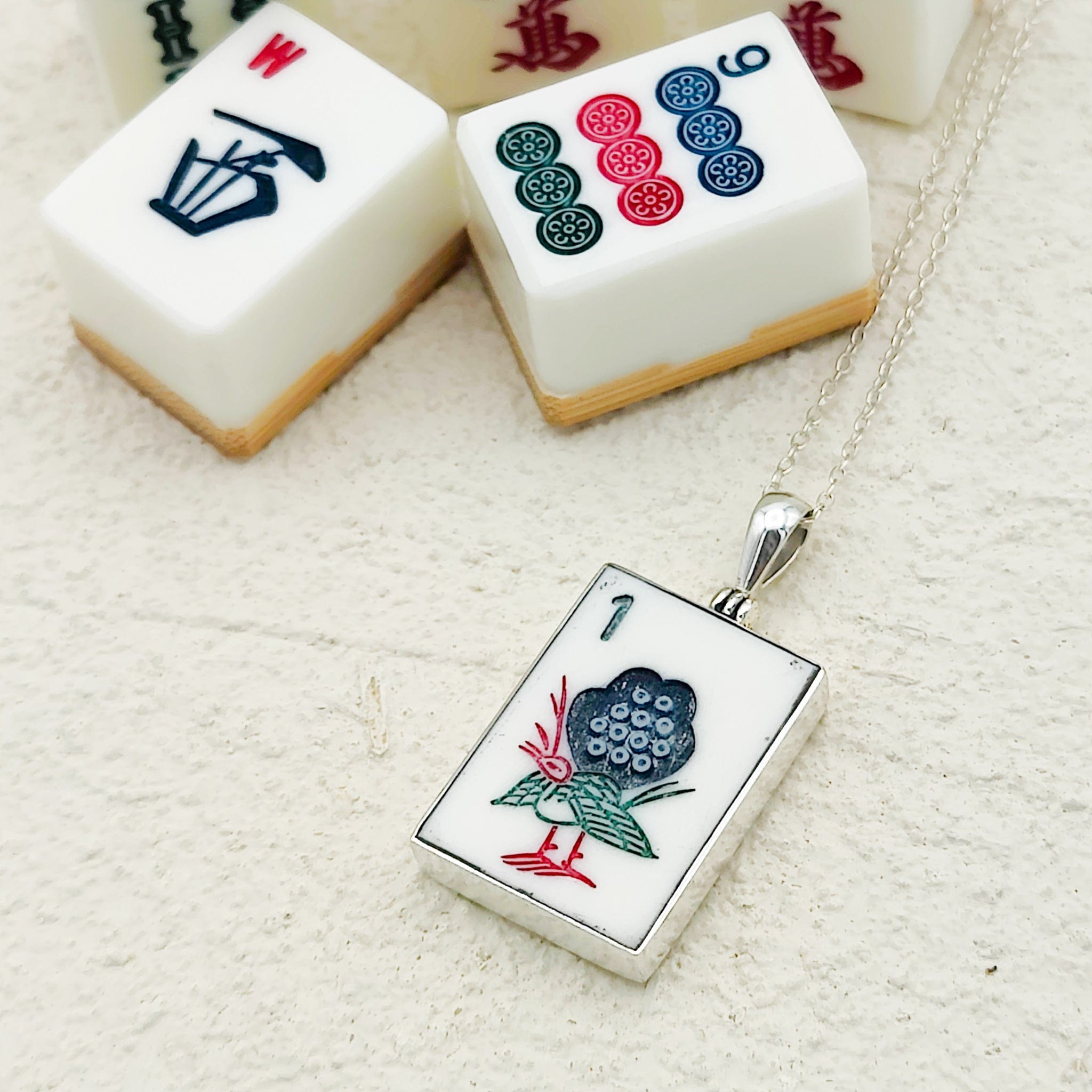 Hepburn and Hughes Mahjong Pendant | Oval | Chinese Game Gift | Sterling Silver