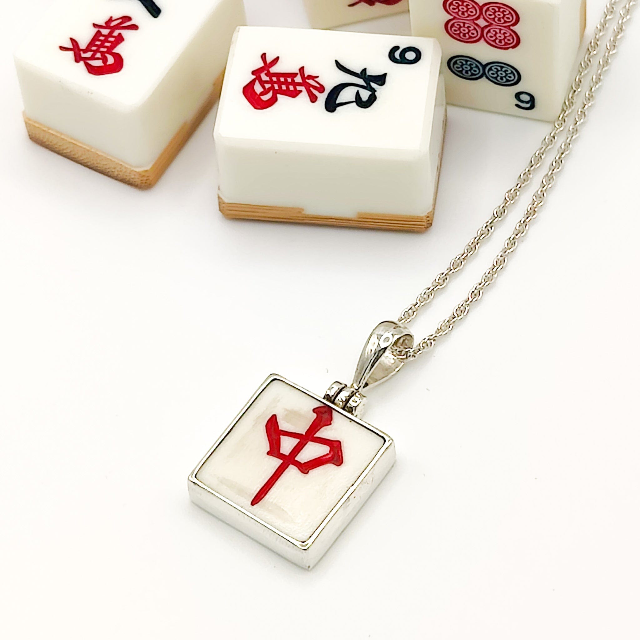 Hepburn and Hughes Mahjong Pendant | Square | Chinese Game Gift | Sterling Silver