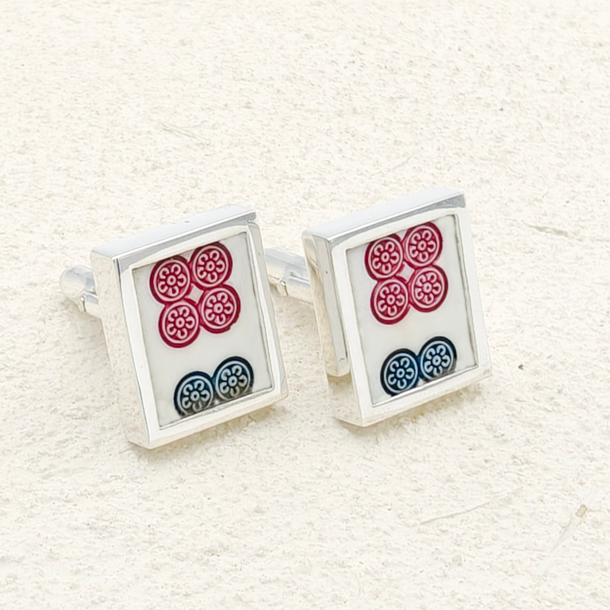 Hepburn and Hughes Mahjong Rectangular Cufflinks | Chinese Game Gift | 18mm in Sterling Silver