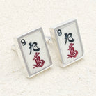 Hepburn and Hughes Mahjong Rectangular Cufflinks | Chinese Game Gift | 24mm in Sterling Silver