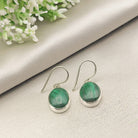 Hepburn and Hughes Malachite Earrings | Oval | Green Gemstone | Sterling Silver