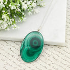 Hepburn and Hughes Malachite Oval Pendant in Sterling Silver | May Birthday | 13th wedding anniversary