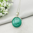 Hepburn and Hughes Malachite Pendant | 30mm Circle | Sterling Silver