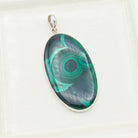 Hepburn and Hughes Malachite Pendant | 45mm Oval | May Birthday Gift | Sterling Silver