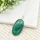 Hepburn and Hughes Malachite Pendant | 45mm Oval | May Birthday Gift | Sterling Silver