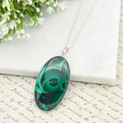 Hepburn and Hughes Malachite Pendant | 45mm Oval | May Birthday Gift | Sterling Silver