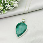 Hepburn and Hughes Malachite Pendant | 45mm teardrop | Sterling Silver