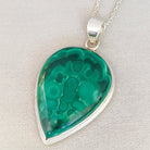 Hepburn and Hughes Malachite Pendant | 45mm teardrop | Sterling Silver