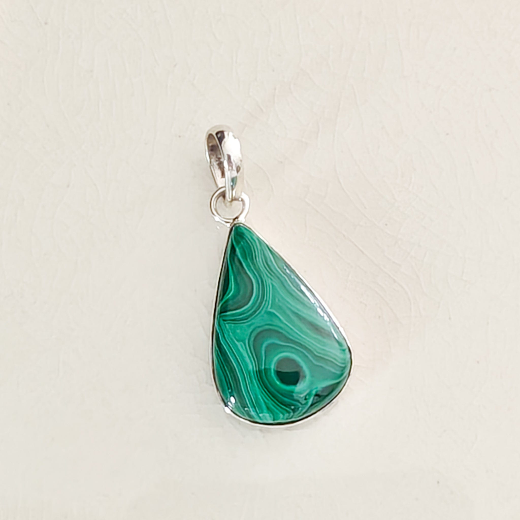 Hepburn and Hughes Malachite Sterling Silver Pendant | Green Gemstone | 13th anniversary gift