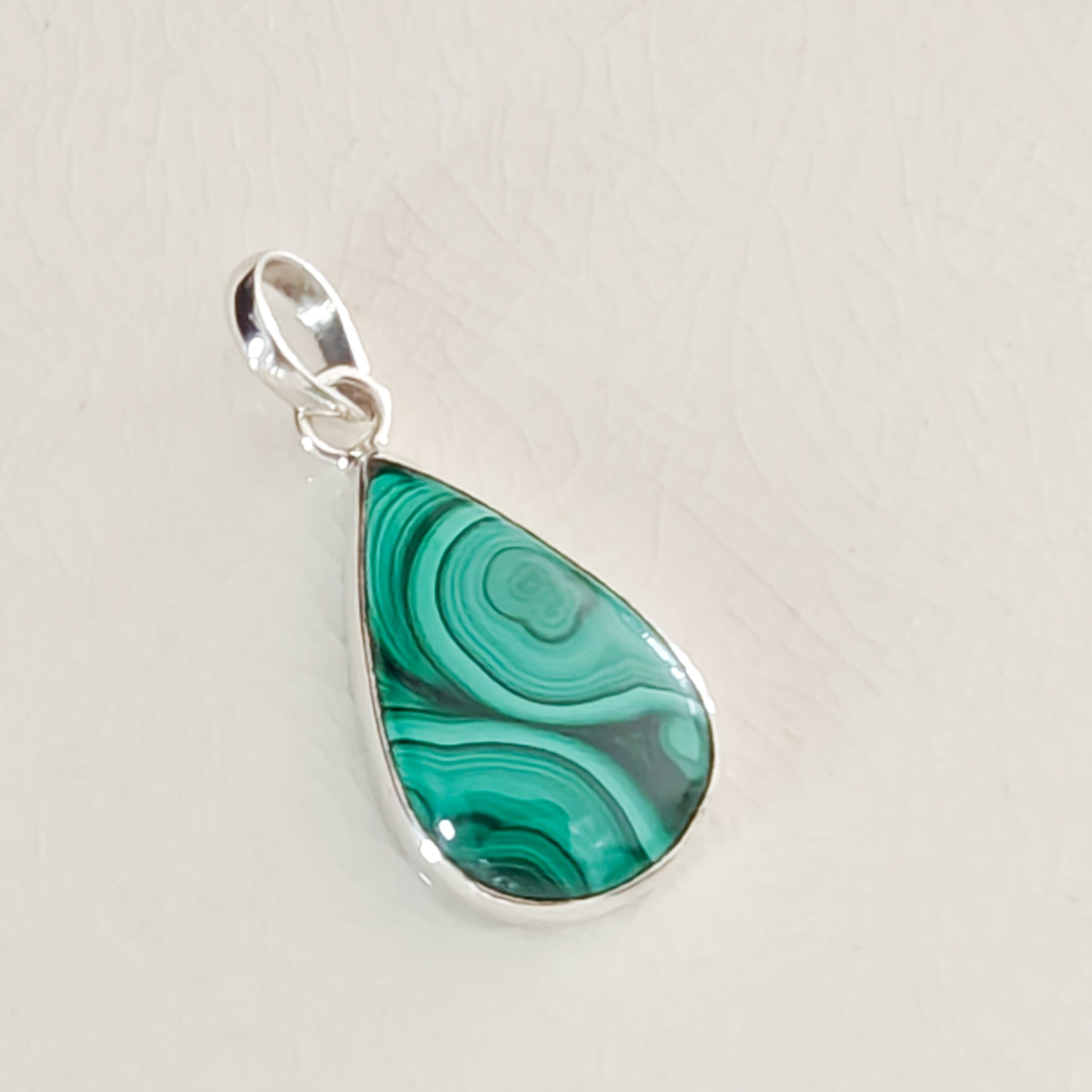 Hepburn and Hughes Malachite Sterling Silver Pendant | Green Gemstone | 13th anniversary gift