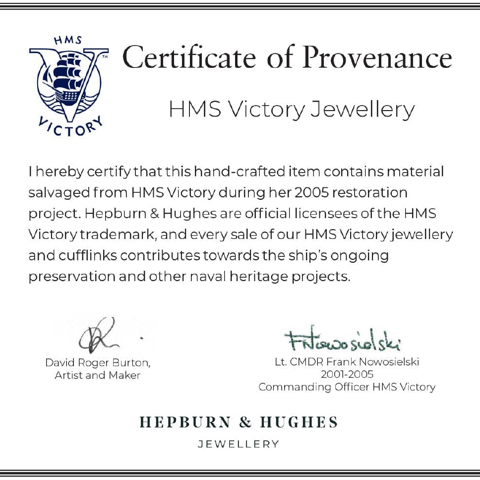 Hepburn and Hughes Men's Nautical Ring | Made with Oak from HMS Victory | Sterling Silver