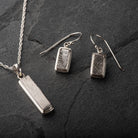 Hepburn and Hughes Meteorite Earrings | 10mm Rectangular drop | Space Gift | Sterling Silver