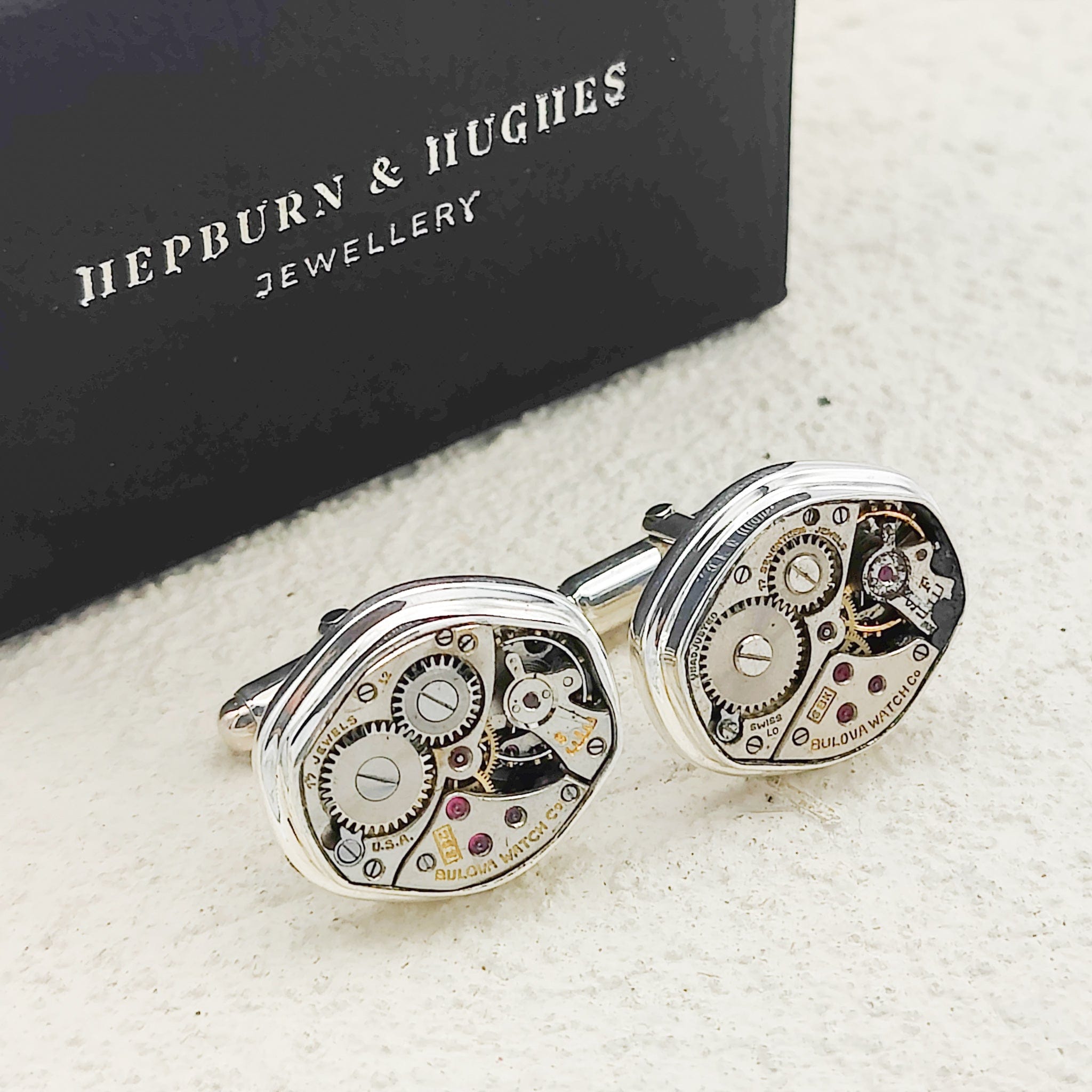 Hepburn and Hughes Mid-Century Watch Movement Cufflinks | Sterling Silver