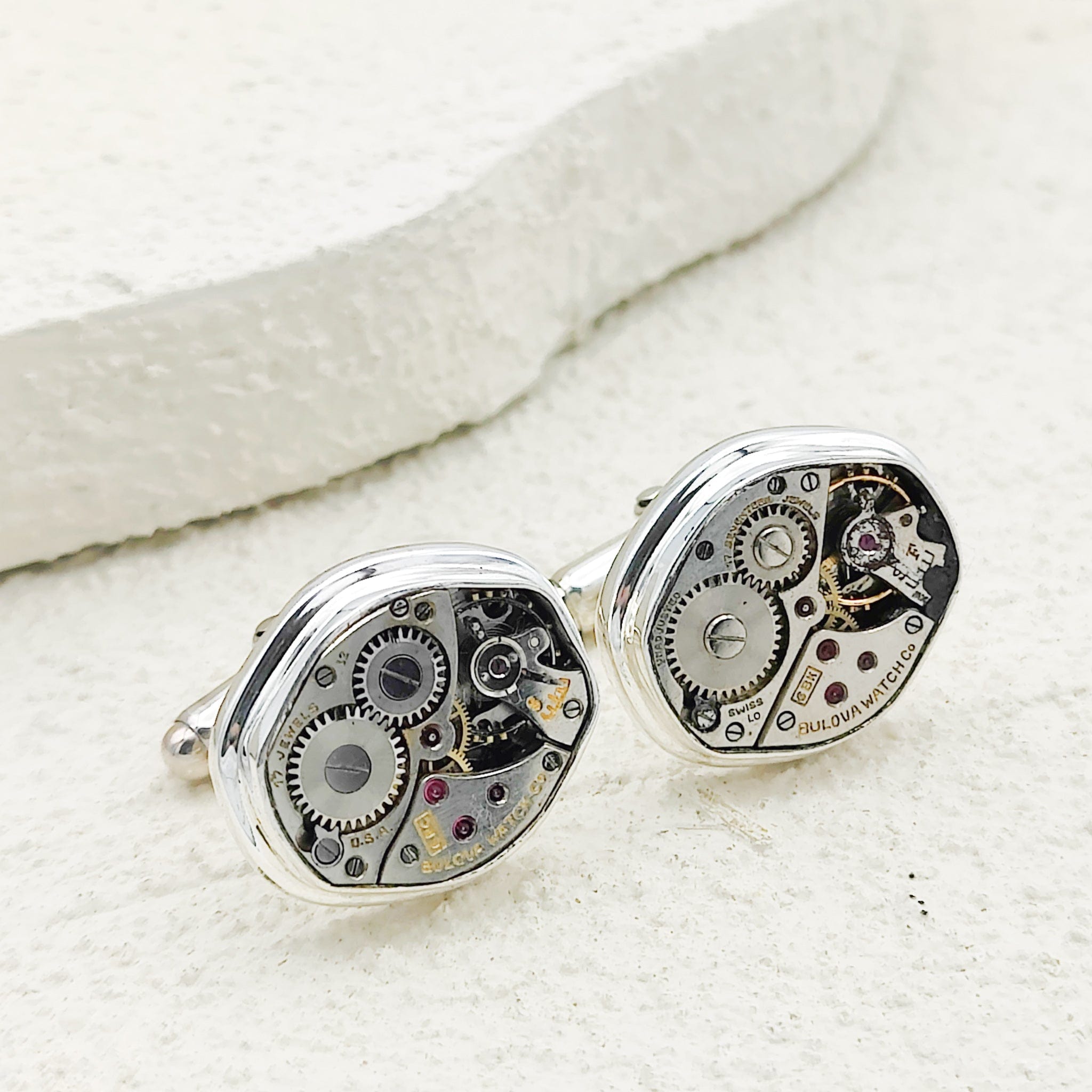 Hepburn and Hughes Mid-Century Watch Movement Cufflinks | Sterling Silver