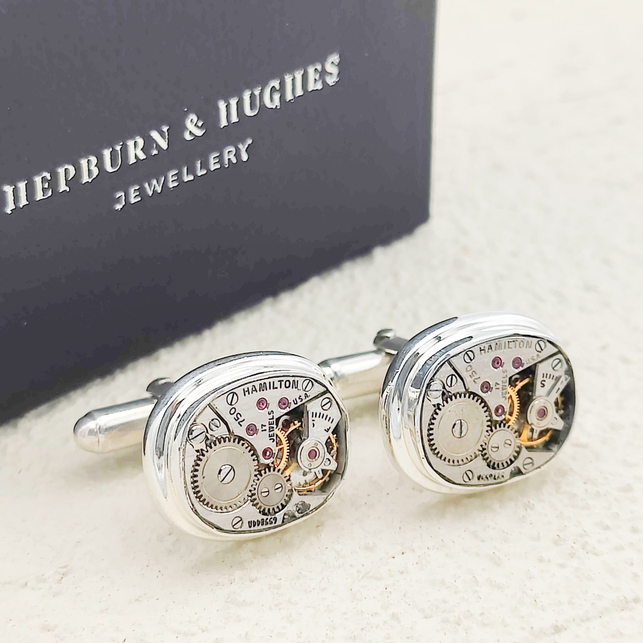 Hepburn and Hughes Mid-Century Watch Movement Cufflinks | Sterling Silver