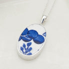 Hepburn and Hughes Minton Pottery Ceramic Pendant | 30mm Oval | Upcycled Blue Willow | Sterling Silver