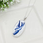 Hepburn and Hughes Minton Pottery Ceramic Pendant | Upcycled Blue Willow | 40mm Oval | Sterling Silver