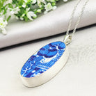 Hepburn and Hughes Minton Pottery Ceramic Pendant | Upcycled Blue Willow | 40mm Oval | Sterling Silver