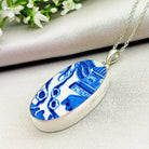 Hepburn and Hughes Minton Pottery Ceramic Pendant | Upcycled Blue Willow | 40mm Oval | Sterling Silver