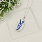 Hepburn and Hughes Minton Pottery Ceramic Pendant | Upcycled Blue Willow | 40mm Oval | Sterling Silver