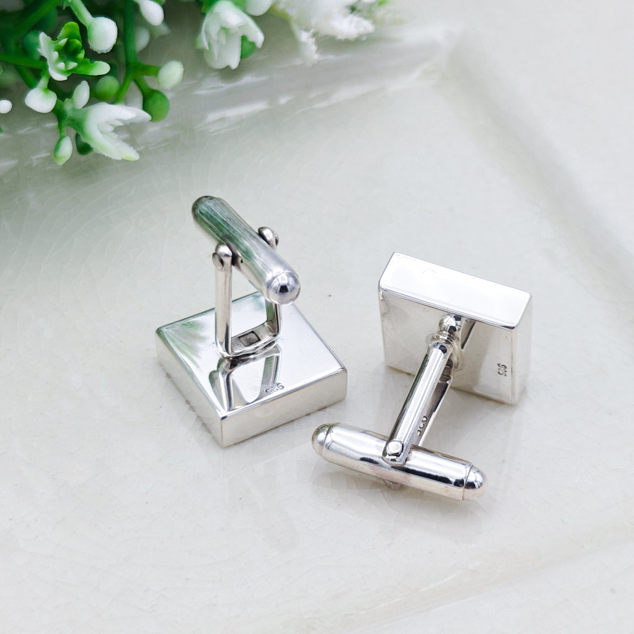 Hepburn and Hughes Minton Pottery Cufflinks | Willow Pattern |  9th Anniversary | Sterling Silver