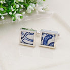 Hepburn and Hughes Minton Pottery Cufflinks | Willow Pattern |  9th Anniversary | Sterling Silver
