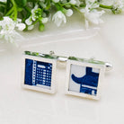 Hepburn and Hughes Minton Pottery Cufflinks | Willow Pattern | 9th Wedding Anniversary | Sterling Silver