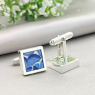 Hepburn and Hughes Minton Pottery Cufflinks | Willow Pattern | Tree | 15mm x 15mm | Sterling Silver