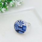 Hepburn and Hughes Minton Pottery Ring | Adjustable Band | 9th anniversary gift | Sterling Silver