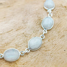 Hepburn and Hughes Moonstone Bracelet | 11 Gemstone Ovals | June Birthstone | Sterling Silver