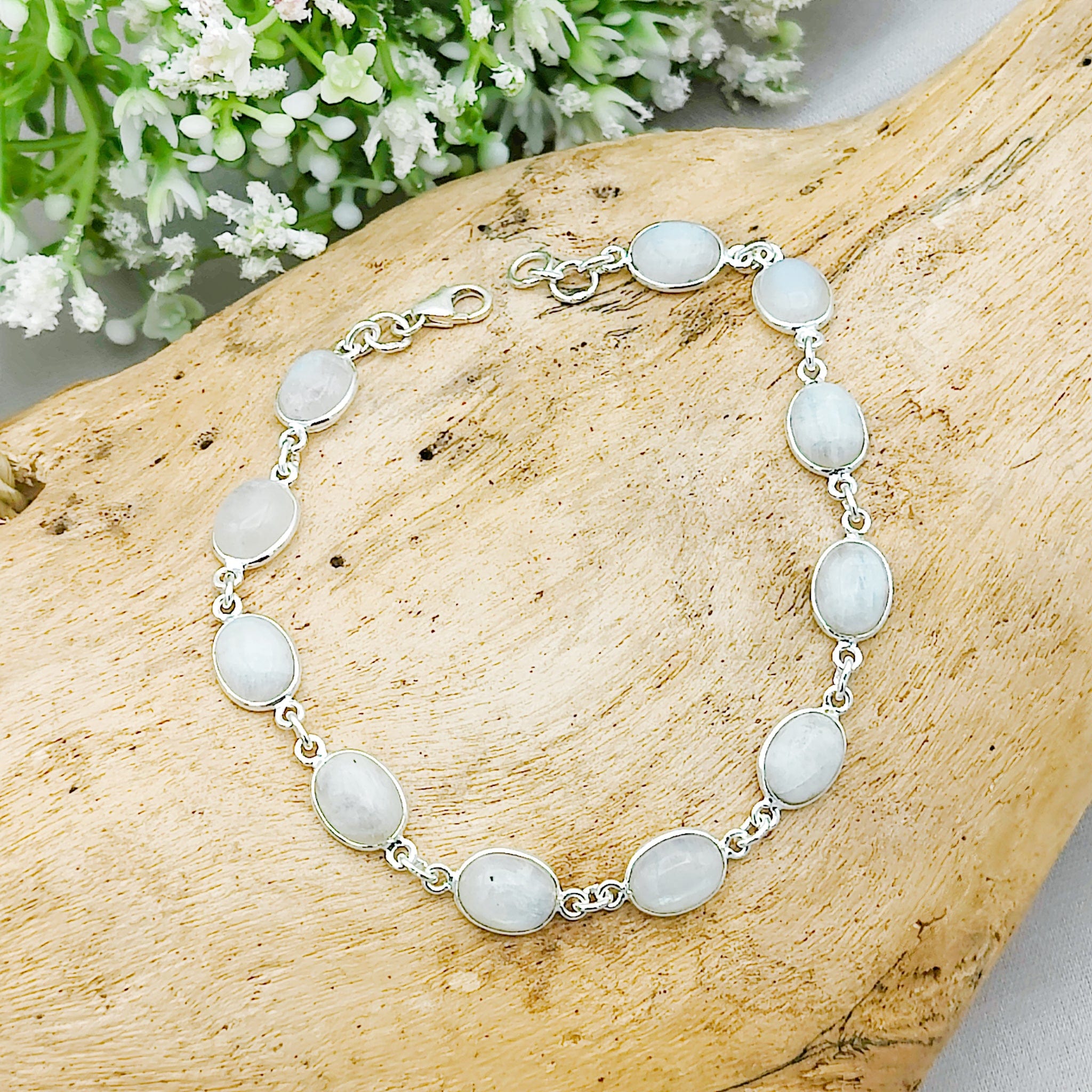 Moonstone Bracelet 11 Gemstone Ovals June Birthstone Sterling Si Hepburn Hughes