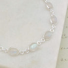 Hepburn and Hughes Moonstone Bracelet in Sterling Silver | 10 Oval Gemstones | June Birthstone