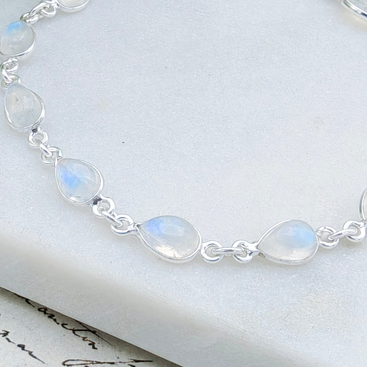 Hepburn and Hughes Moonstone Bracelet in Sterling Silver | 11 Gemstones | June Birthstone