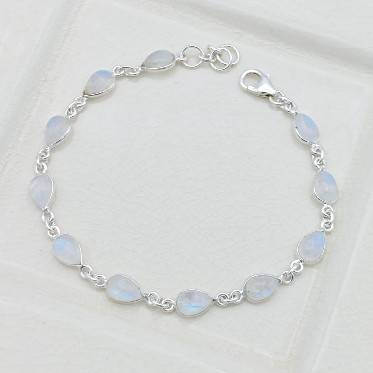 Hepburn and Hughes Moonstone Bracelet in Sterling Silver | 11 Gemstones | June Birthstone