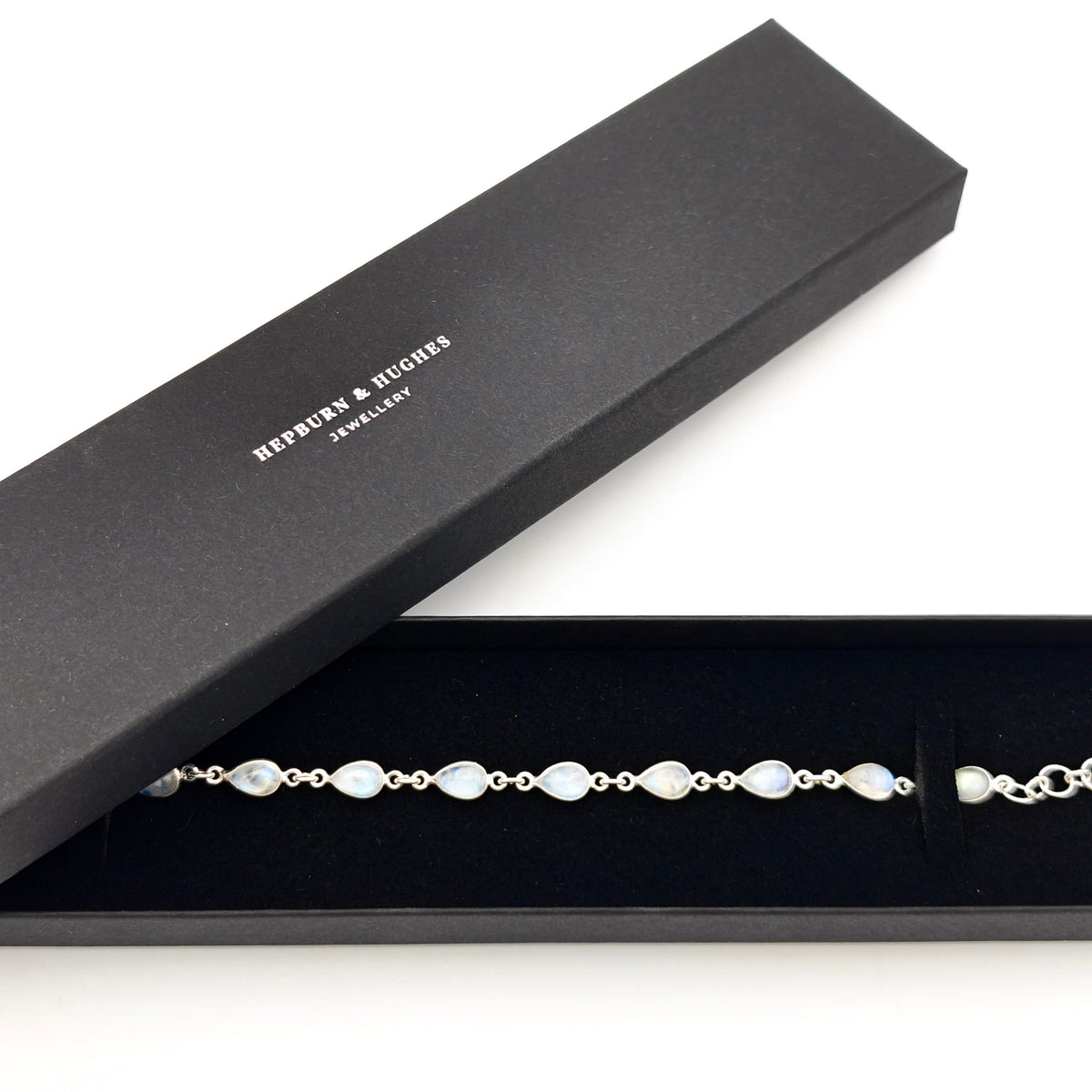 Hepburn and Hughes Moonstone Bracelet in Sterling Silver | 11 Gemstones | June Birthstone