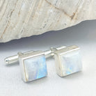 Hepburn and Hughes Moonstone Cufflinks | June Birthstone Gift | Sterling Silver