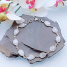 Hepburn and Hughes Moonstone Gemstone Bracelet | 11 teardrops | June Birthstone | Sterling Silver