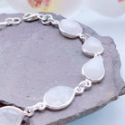 Hepburn and Hughes Moonstone Gemstone Bracelet | 11 teardrops | June Birthstone | Sterling Silver