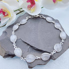 Hepburn and Hughes Moonstone Gemstone Bracelet | 11 teardrops | June Birthstone | Sterling Silver