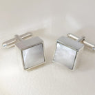 Hepburn and Hughes Mother of Pearl Cufflinks | June Birthstone | Sterling Silver