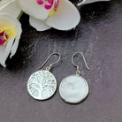 Hepburn and Hughes Mother of Pearl Earrings | 20mm | Tree of Life | Sterling Silver