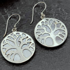 Hepburn and Hughes Mother of Pearl Earrings | 20mm | Tree of Life | Sterling Silver