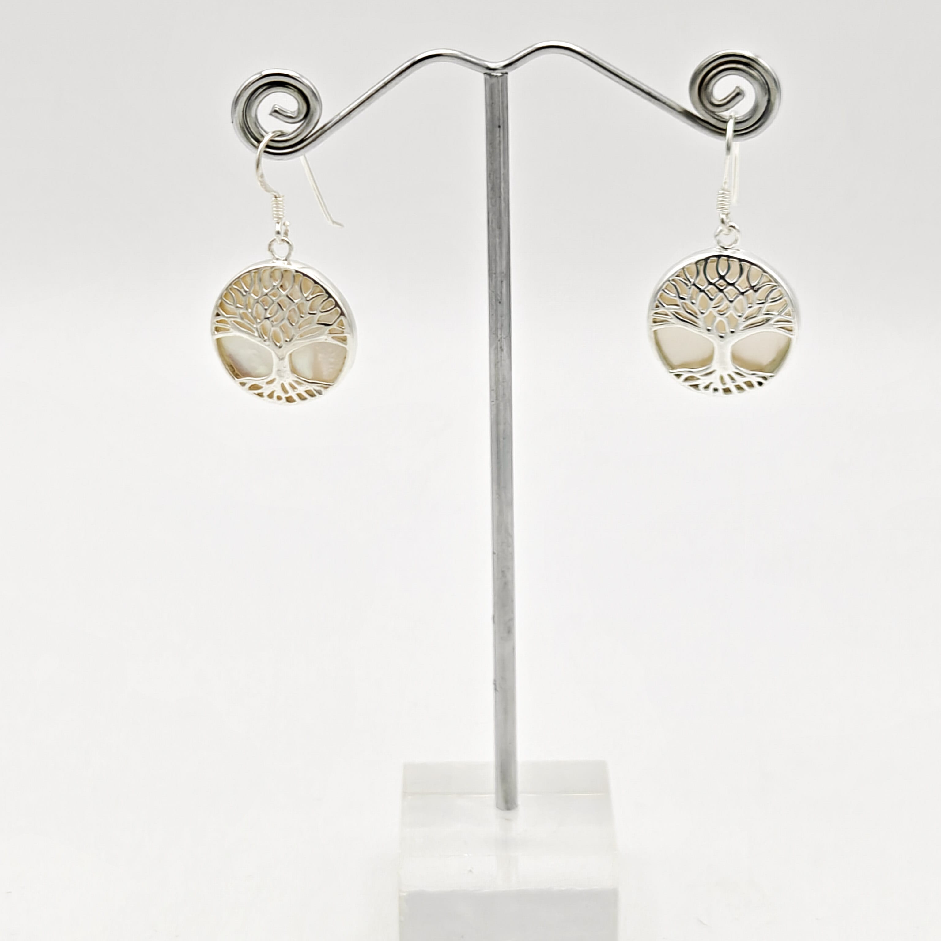 Hepburn and Hughes Mother of Pearl Earrings | June Gift | Tree of Life | Sterling Silver