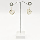 Hepburn and Hughes Mother of Pearl Hanging Heart Earrings in Sterling Silver | June Gift