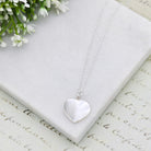 Hepburn and Hughes Mother of Pearl hanging heart pendant in sterling silver | June Birthday Gift